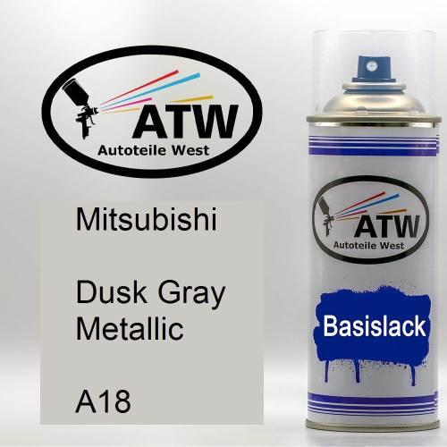 Mitsubishi, Dusk Gray Metallic, A18: 400ml Sprühdose, von ATW Autoteile West.